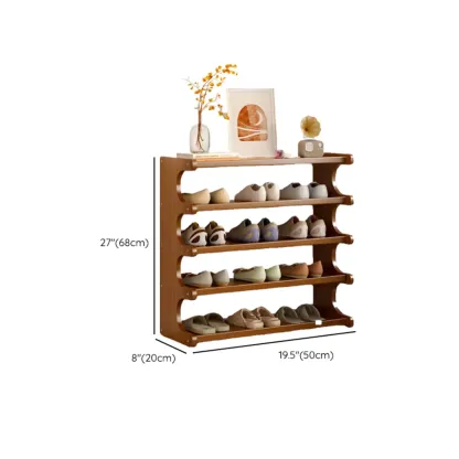 Modern Brown Shoe Rack Solid Wood Organizer Image - 39