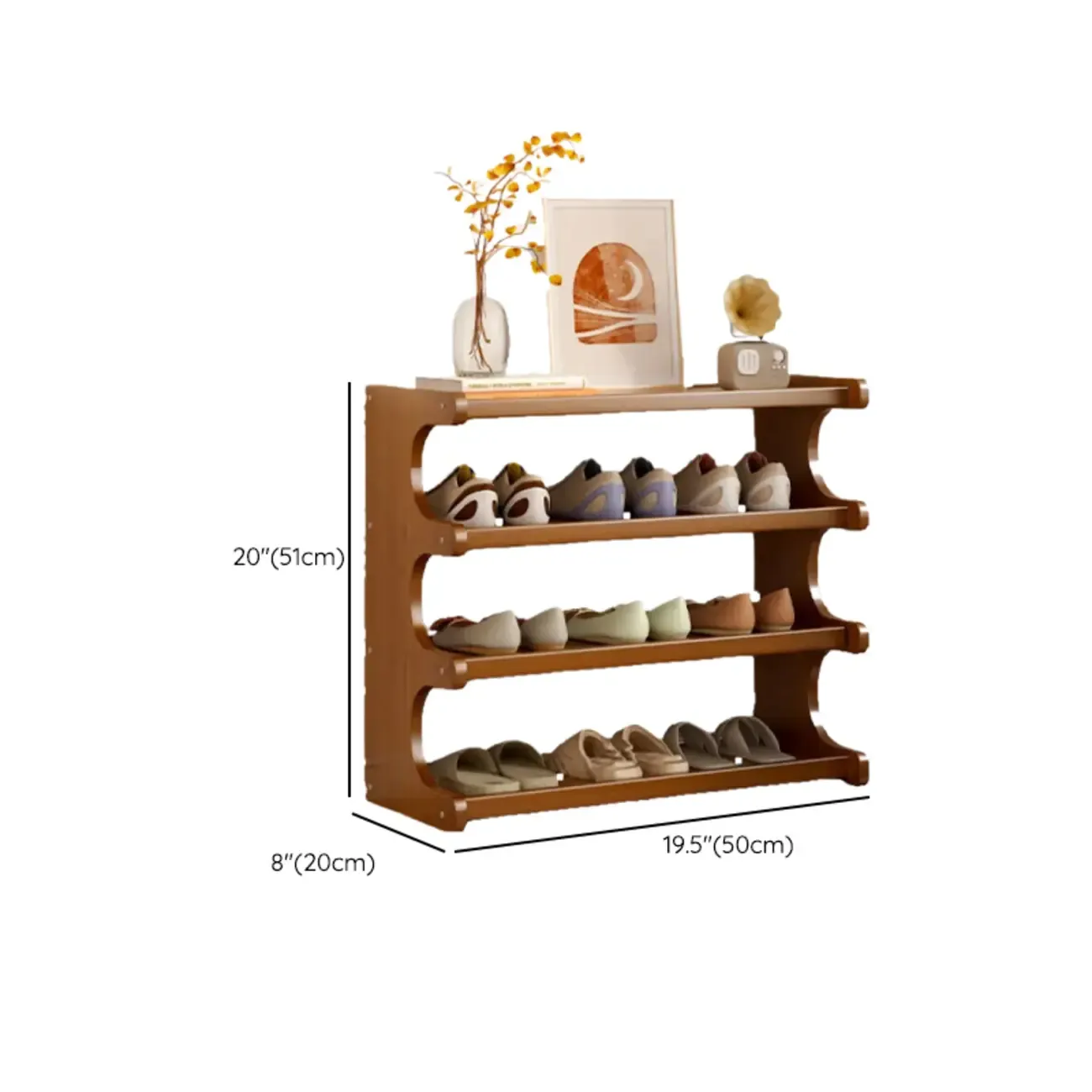 Modern Brown Shoe Rack Solid Wood Organizer Image - 41