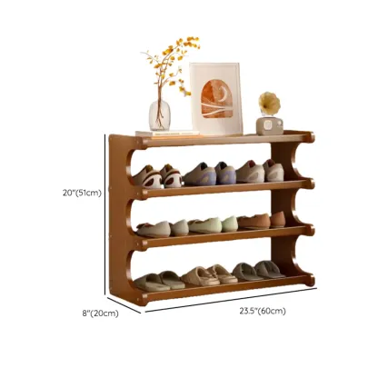 Modern Brown Shoe Rack Solid Wood Organizer Image - 43