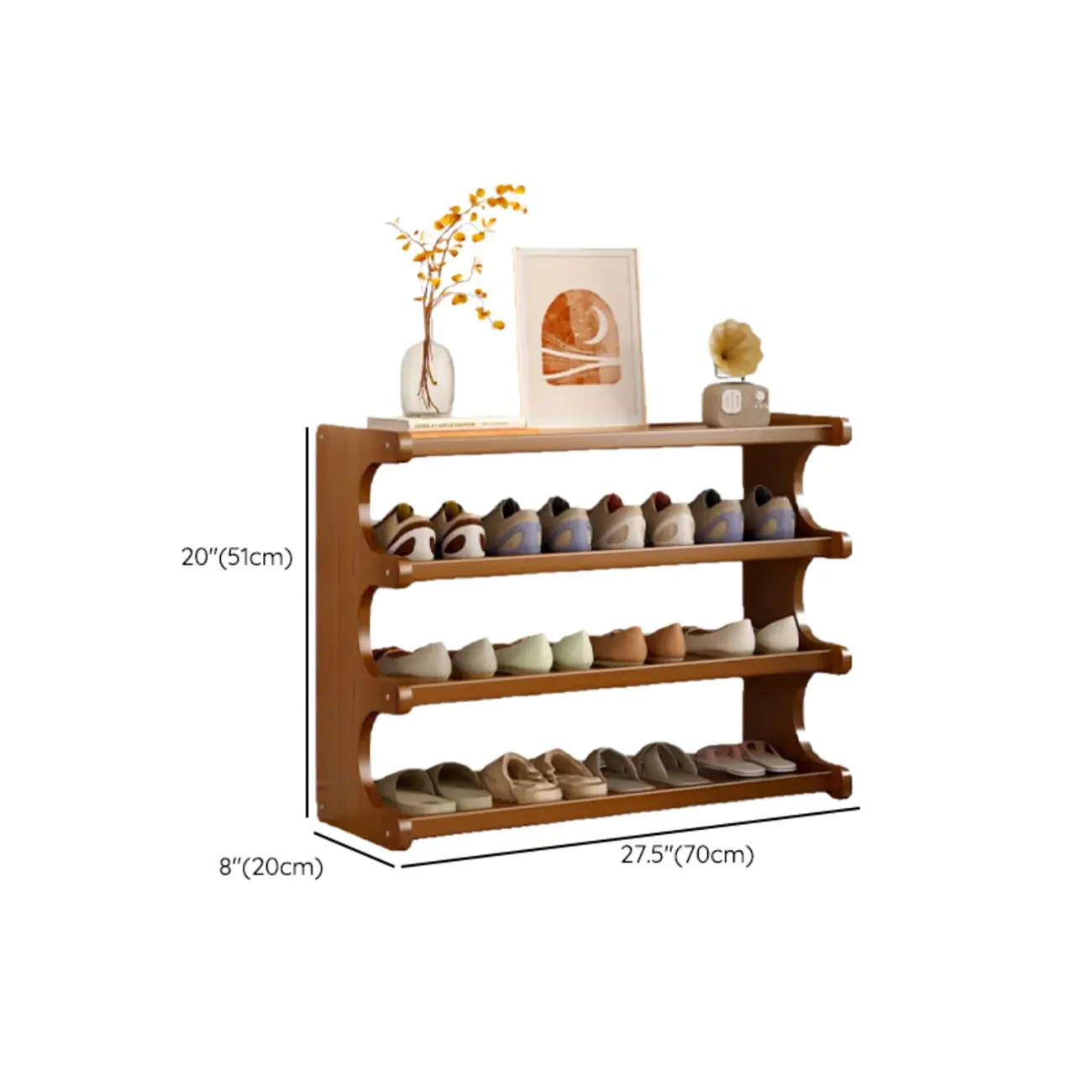 Modern Brown Shoe Rack Solid Wood Organizer Image - 44 | homeyfad