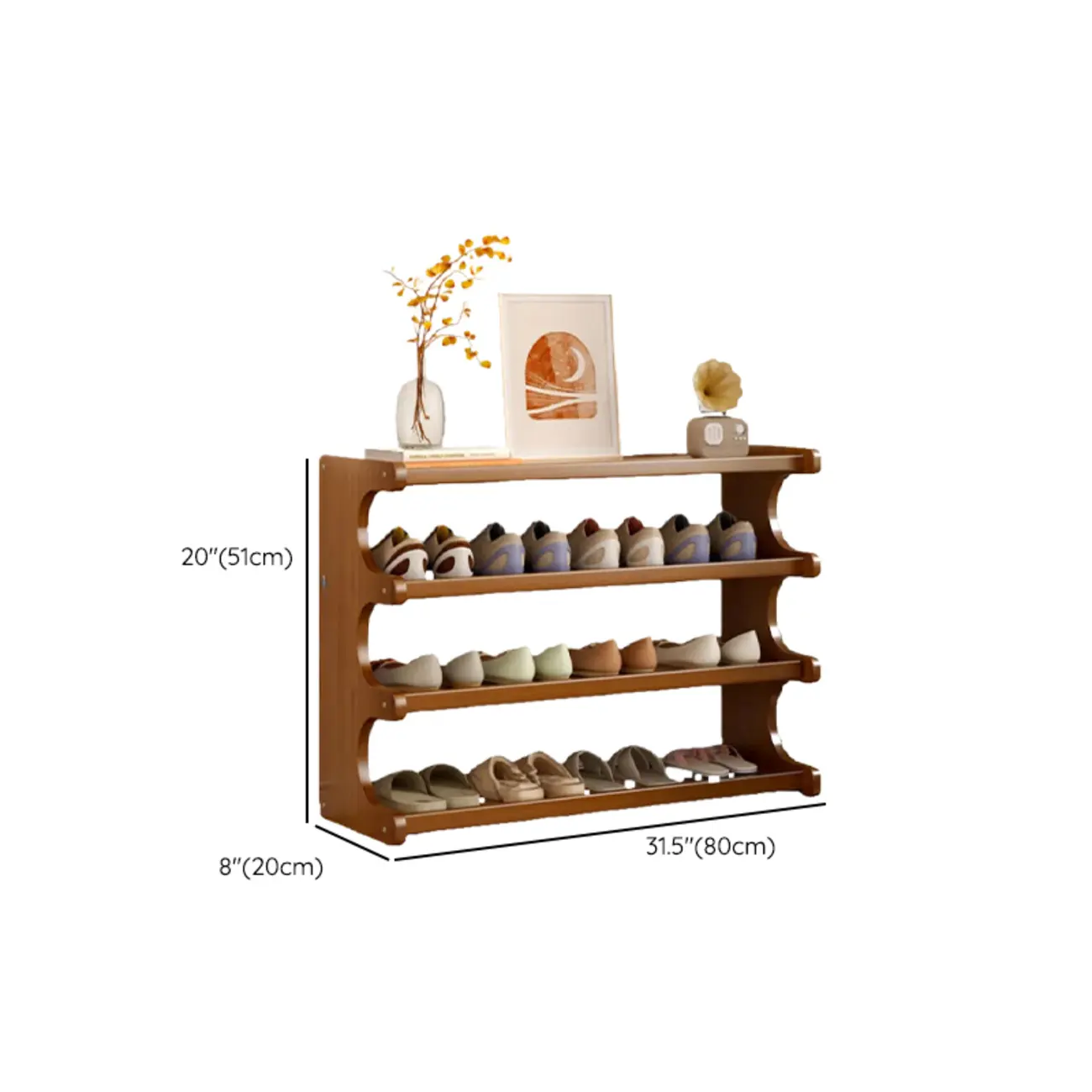 Modern Brown Shoe Rack Solid Wood Organizer Image - 45 | homeyfad