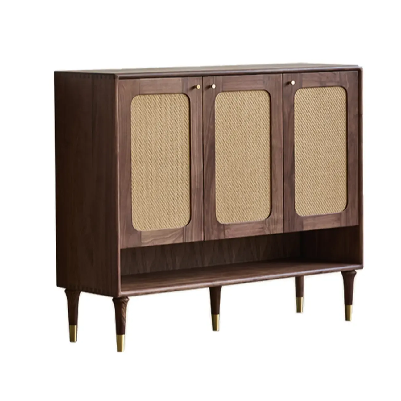 Bohemian Brown Solid Wood Entryway Shoe Cabinet Image - 10