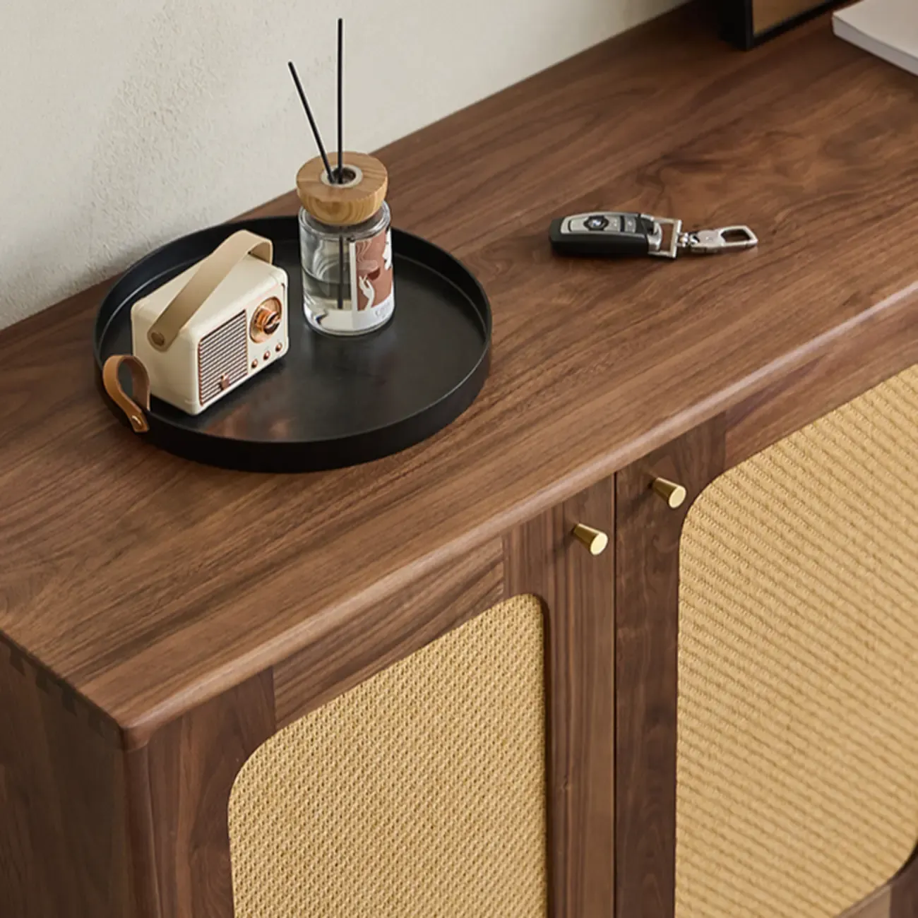 Bohemian Brown Solid Wood Entryway Shoe Cabinet Image - 12