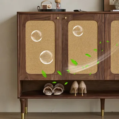 Bohemian Brown Solid Wood Entryway Shoe Cabinet Image - 15