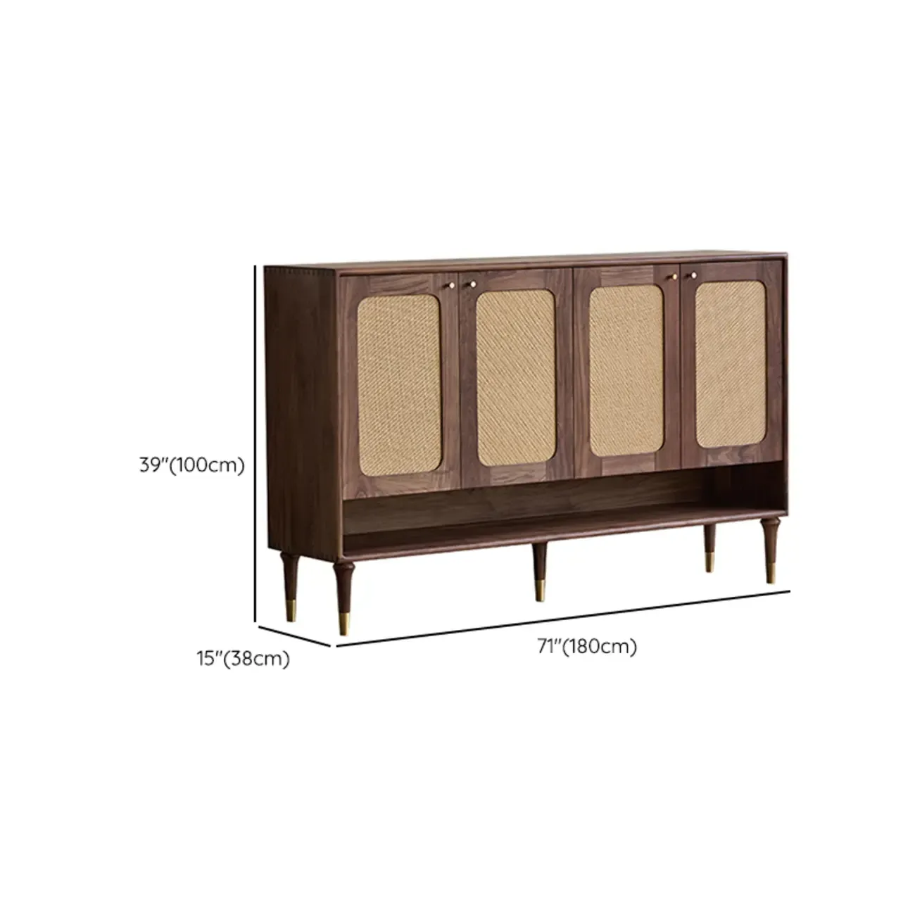 Bohemian Brown Solid Wood Entryway Shoe Cabinet Image - 19