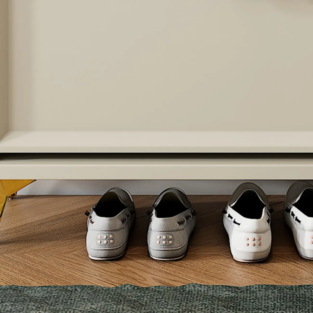 Drop-Front Adjustable Modern White Wood Narrow Shoe Cabinet Image - 16 | homeyfad