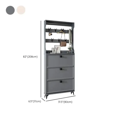 Drop-Front Adjustable Modern White Wood Narrow Shoe Cabinet Image - 25