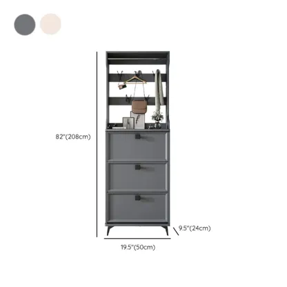 Drop-Front Adjustable Modern White Wood Narrow Shoe Cabinet Image - 28