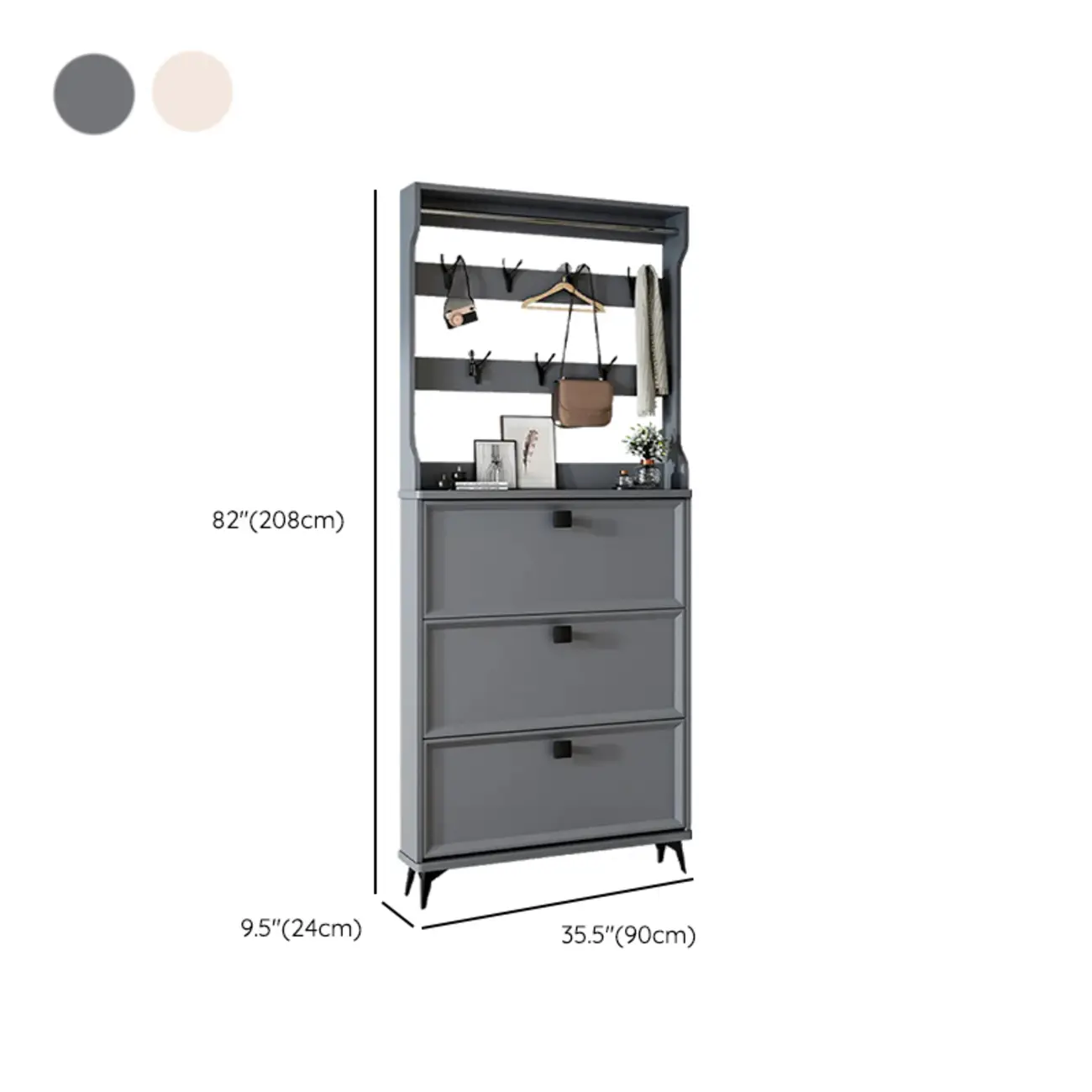 Drop-Front Adjustable Modern White Wood Narrow Shoe Cabinet Image - 32 | homeyfad