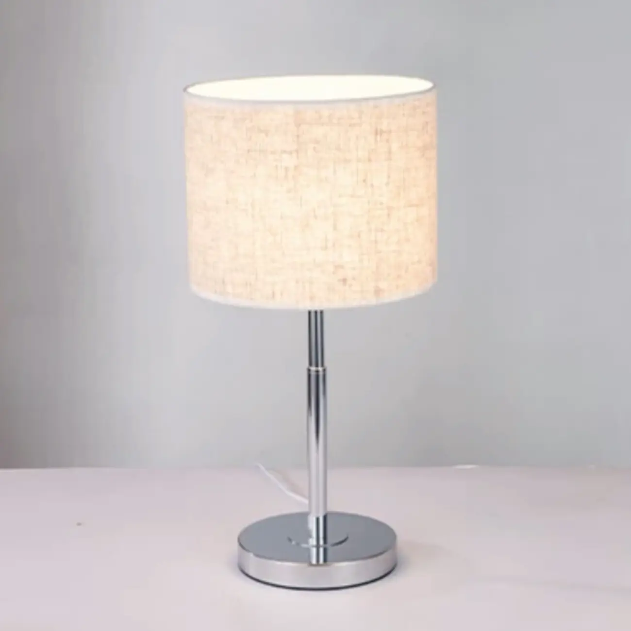 Modern Barrel Nickel Fabric LED Table Lamp for Bedside Image - 4 | homeyfad