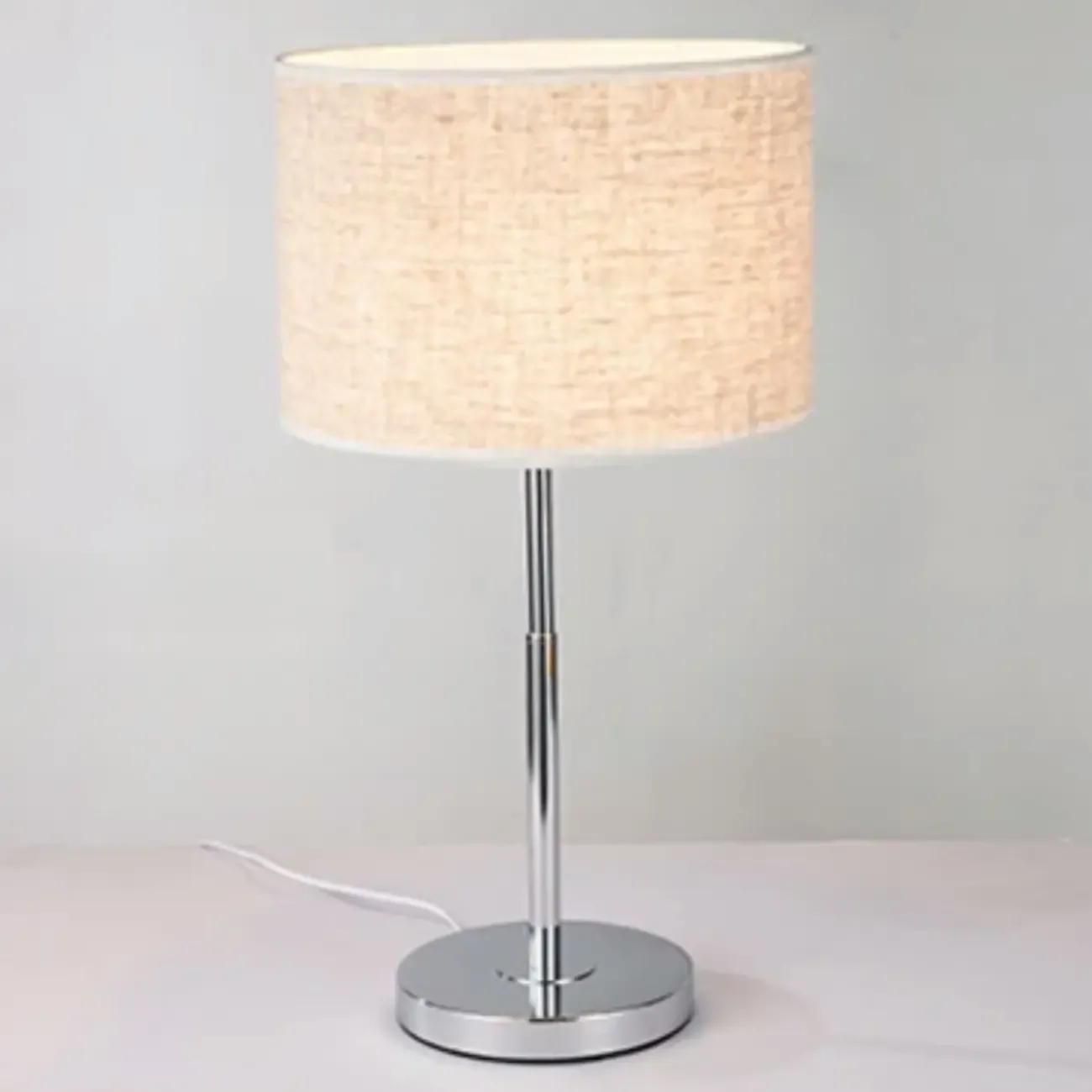 Modern Barrel Nickel Fabric LED Table Lamp for Bedside Image - 7