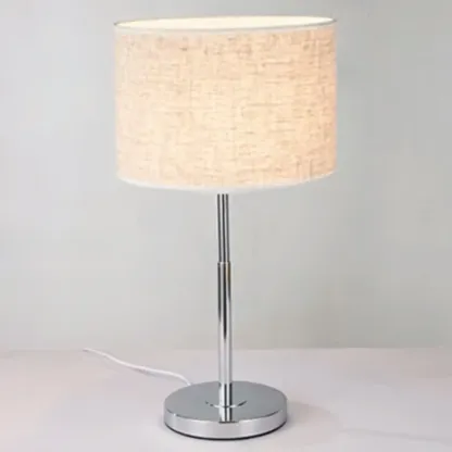 Modern Barrel Nickel Fabric LED Table Lamp for Bedside Image - 7