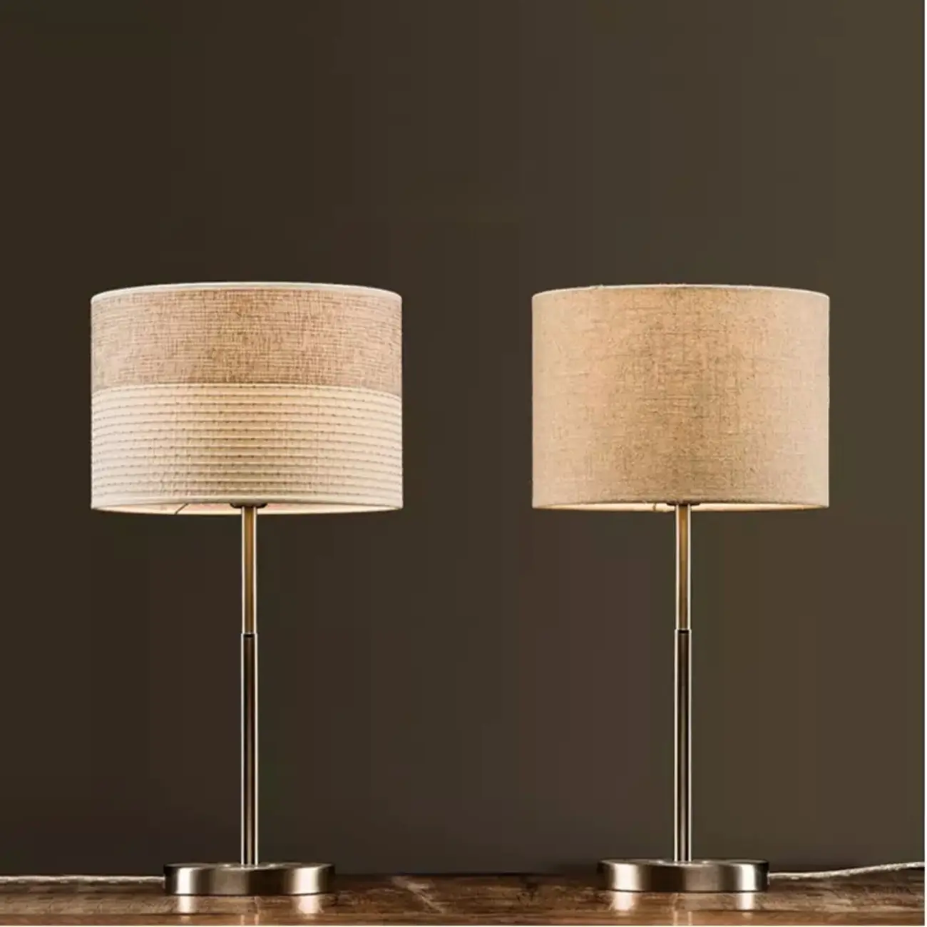 Modern Barrel Nickel Fabric LED Table Lamp for Bedside Image - 8 | homeyfad