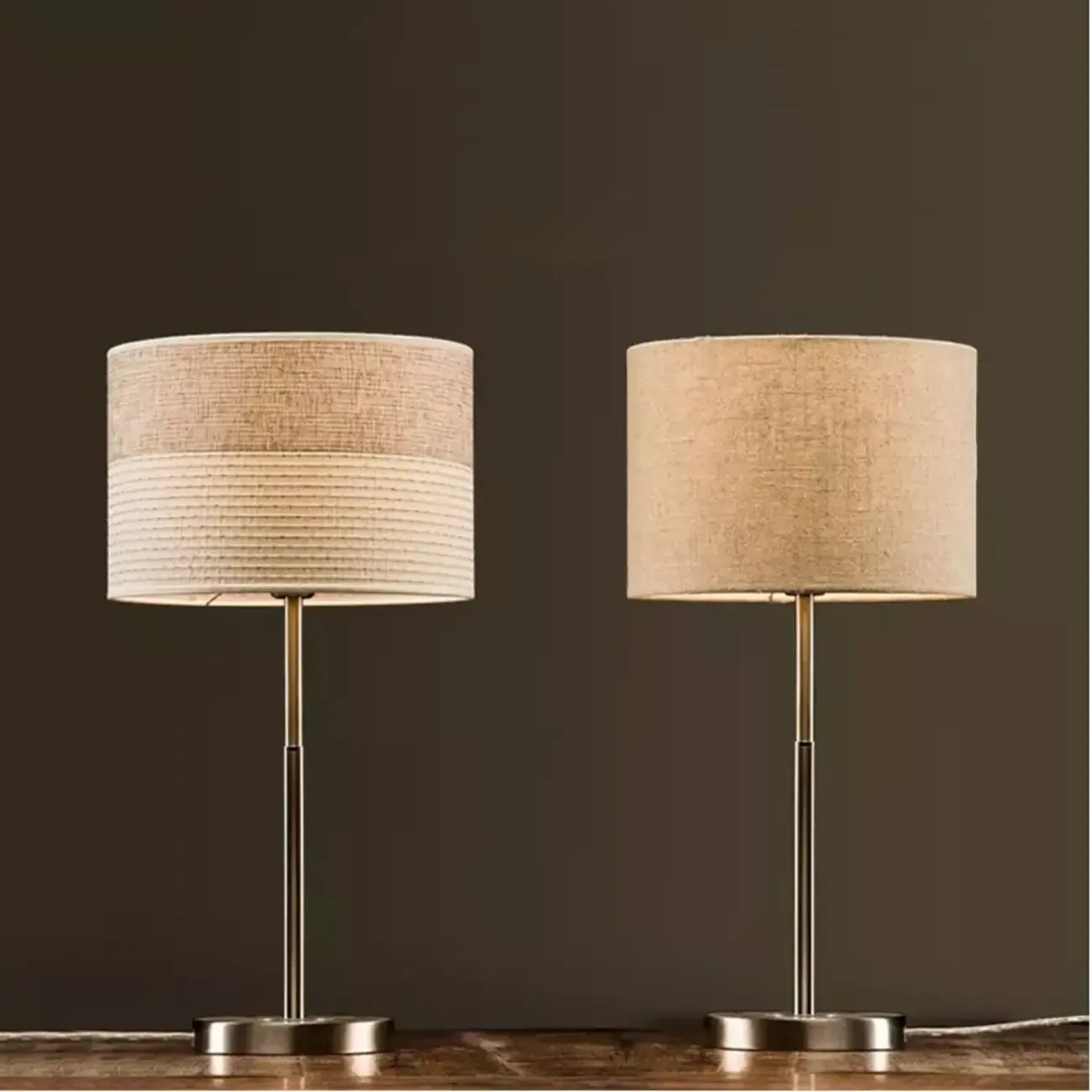Modern Barrel Nickel Fabric LED Table Lamp for Bedside Image - 8