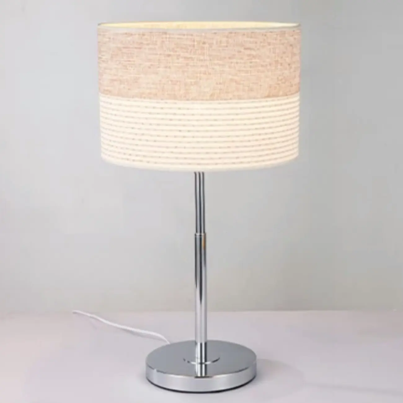 Modern Barrel Nickel Fabric LED Table Lamp for Bedside Image - 11 | homeyfad
