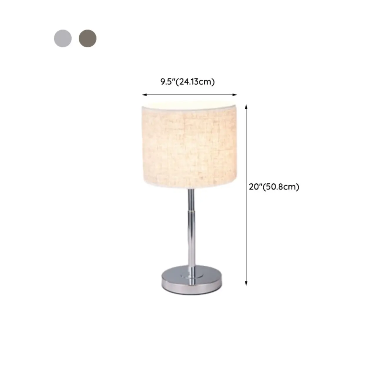 Modern Barrel Nickel Fabric LED Table Lamp for Bedside #size | homeyfad