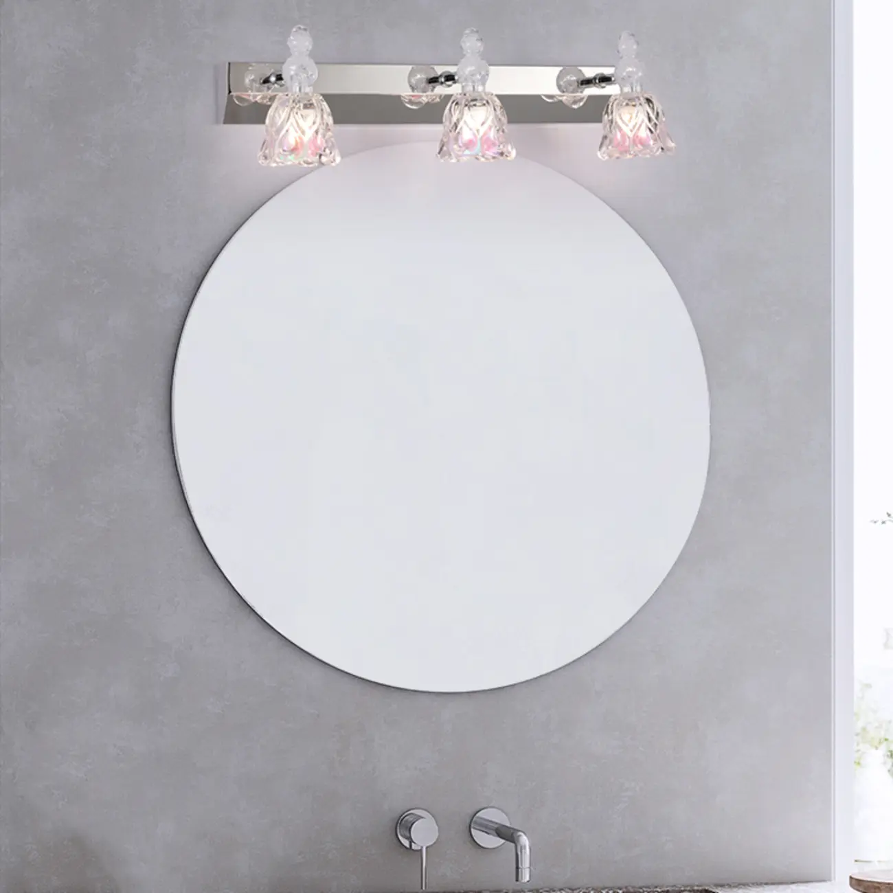 Glam Dome Vanity Light with Stainless Glass Shades Image - 2 | homeyfad