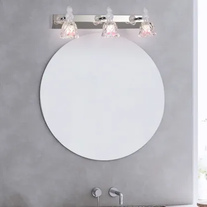 Glam Dome Vanity Light with Stainless Glass Shades Image - 2