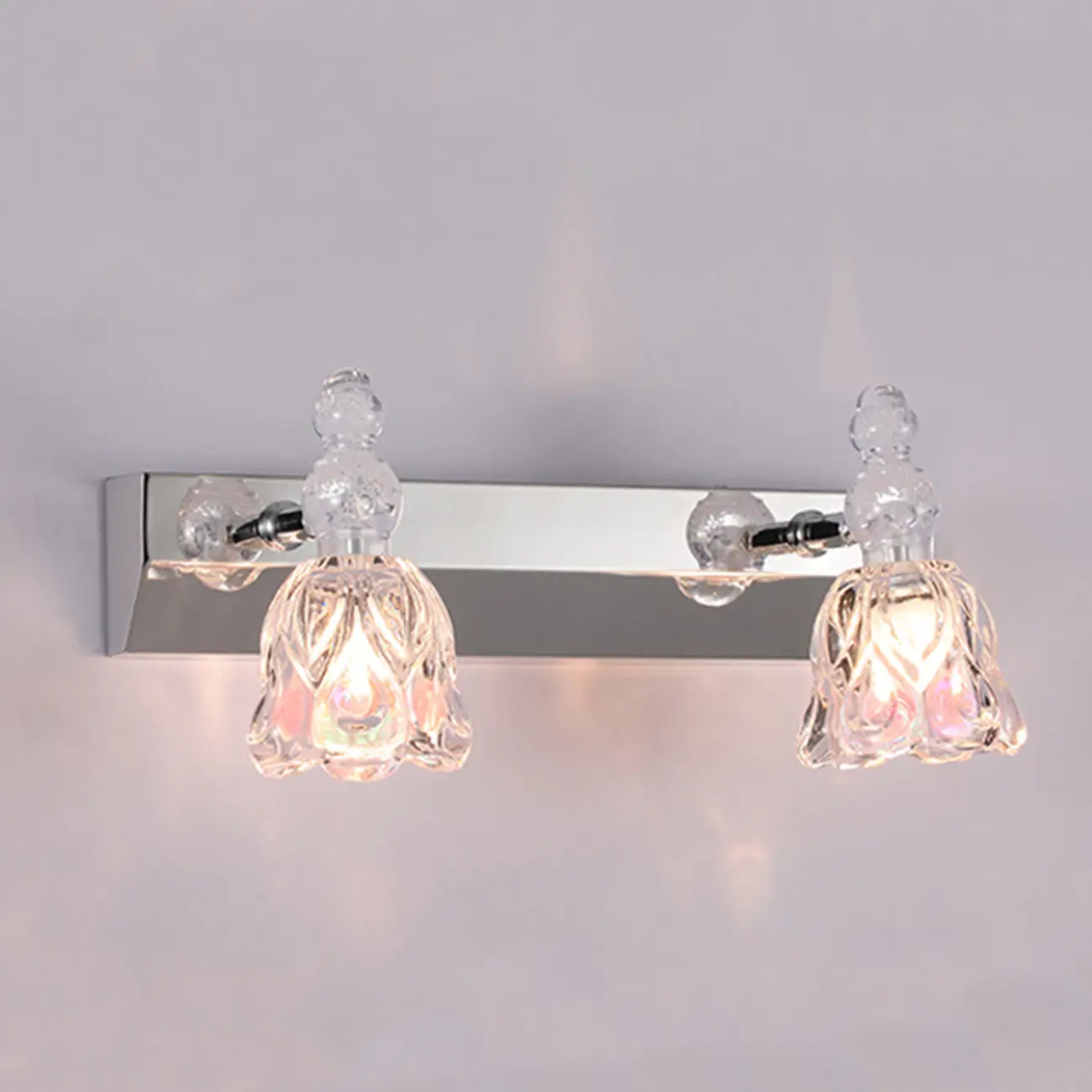 Glam Dome Vanity Light with Stainless Glass Shades Image - 3 | homeyfad