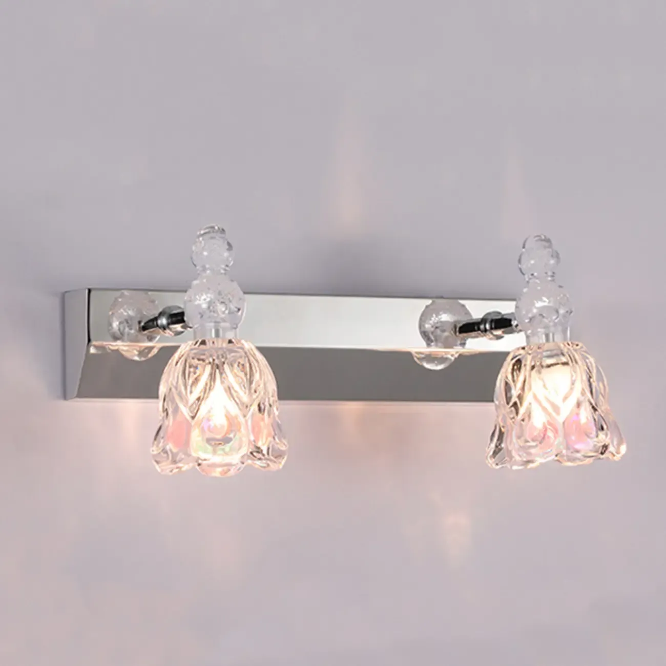 Glam Dome Vanity Light with Stainless Glass Shades Image - 3