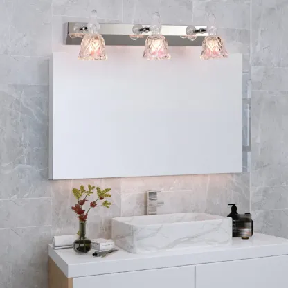 Glam Dome Vanity Light with Stainless Glass Shades Image - 1
