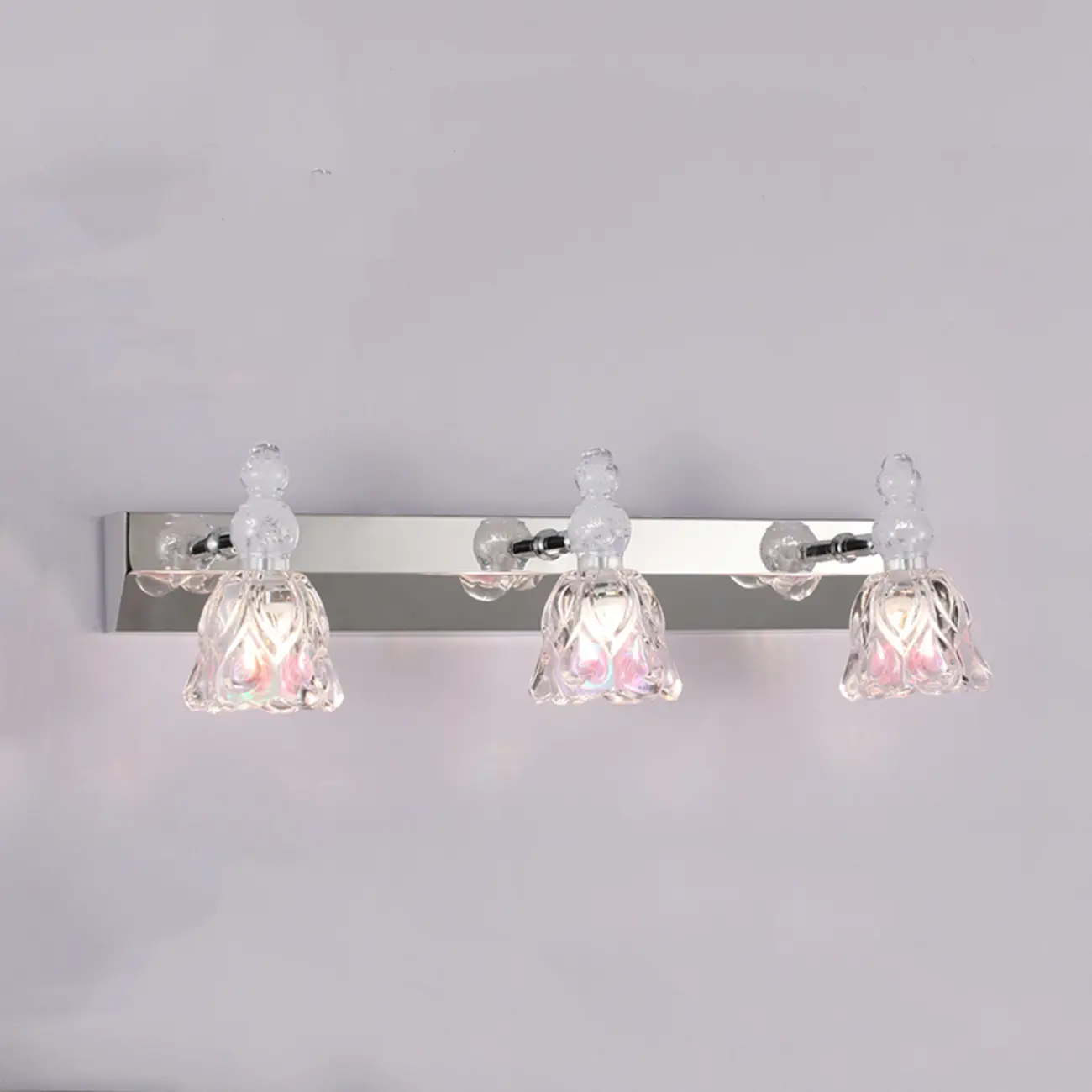 Glam Dome Vanity Light with Stainless Glass Shades Image - 4 | homeyfad