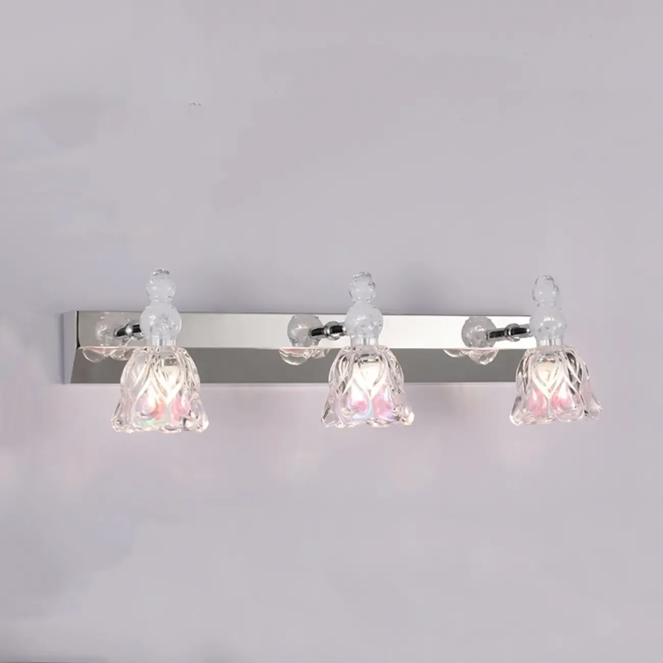 Glam Dome Vanity Light with Stainless Glass Shades Image - 4