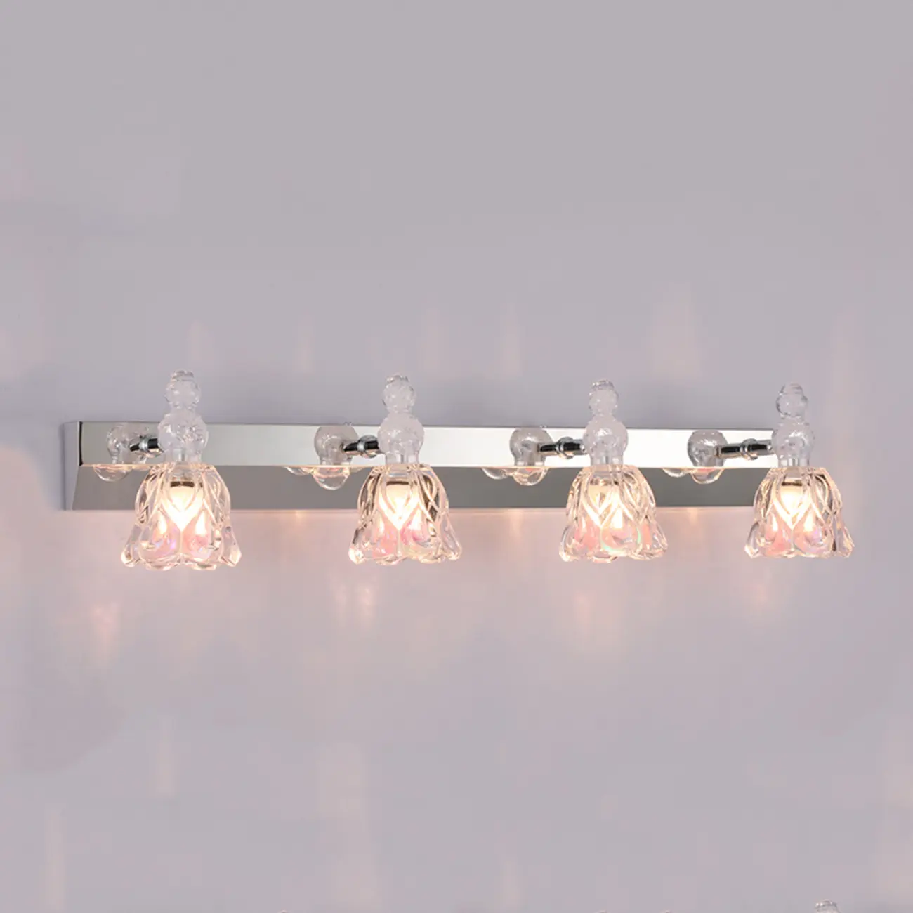 Glam Dome Vanity Light with Stainless Glass Shades Image - 5 | homeyfad