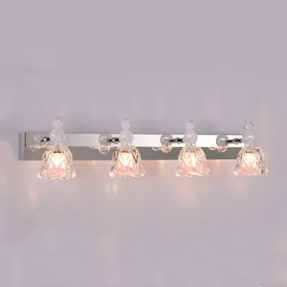 Glam Dome Vanity Light with Stainless Glass Shades Image - 5