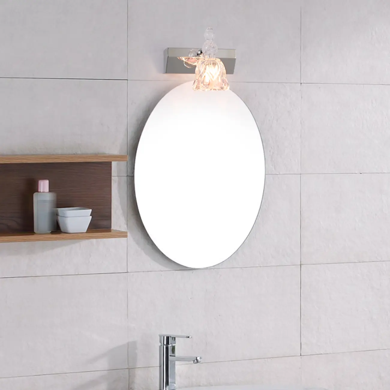 Glam Dome Vanity Light with Stainless Glass Shades Image - 7 | homeyfad
