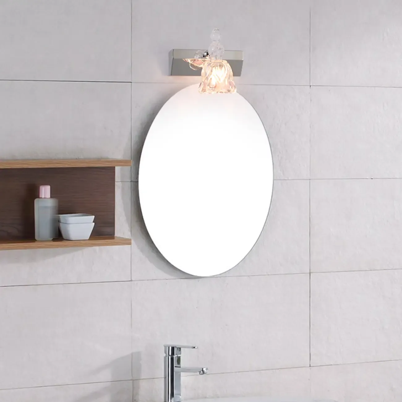 Glam Dome Vanity Light with Stainless Glass Shades Image - 7