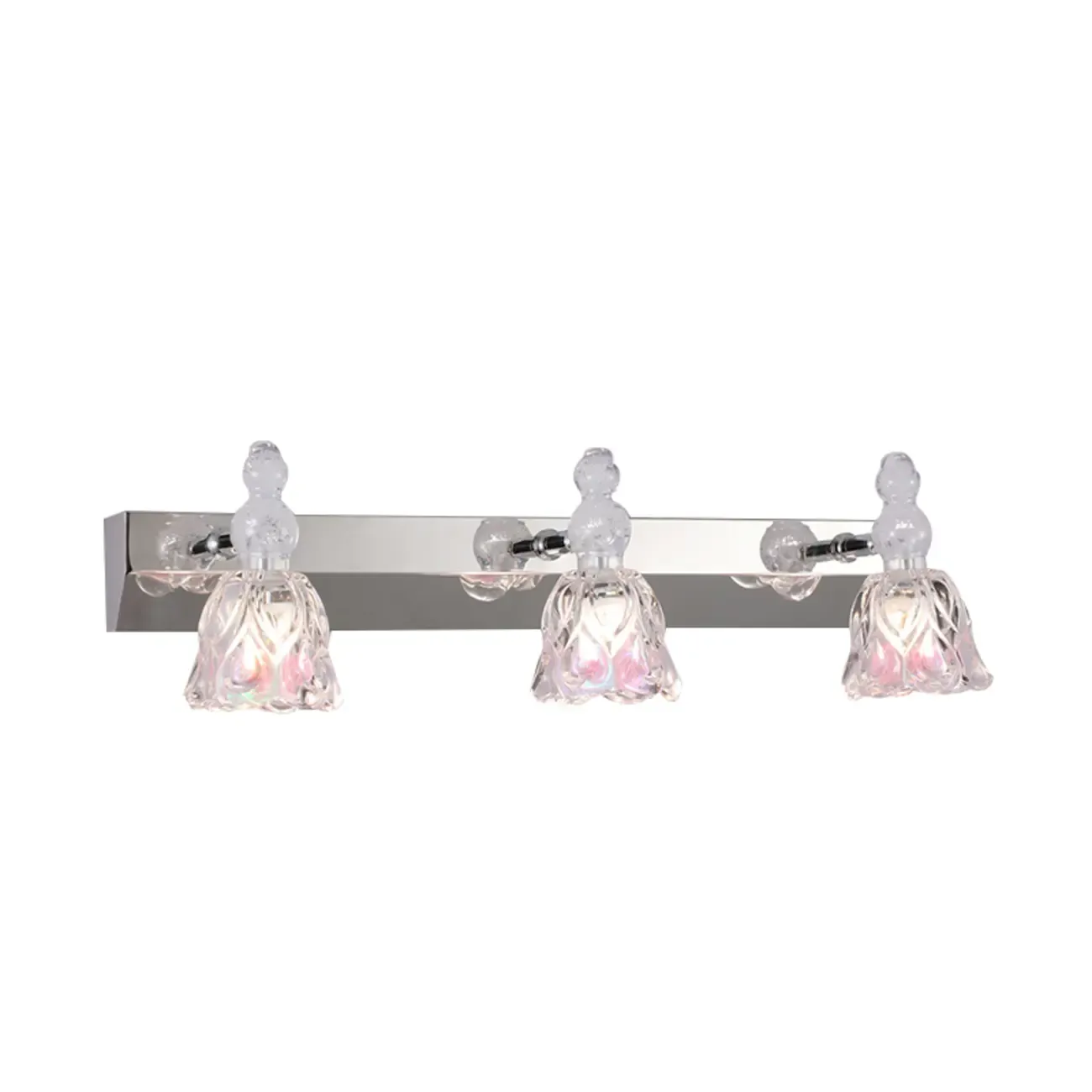 Glam Dome Vanity Light with Stainless Glass Shades Image - 10