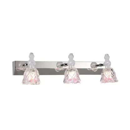Glam Dome Vanity Light with Stainless Glass Shades Image - 10