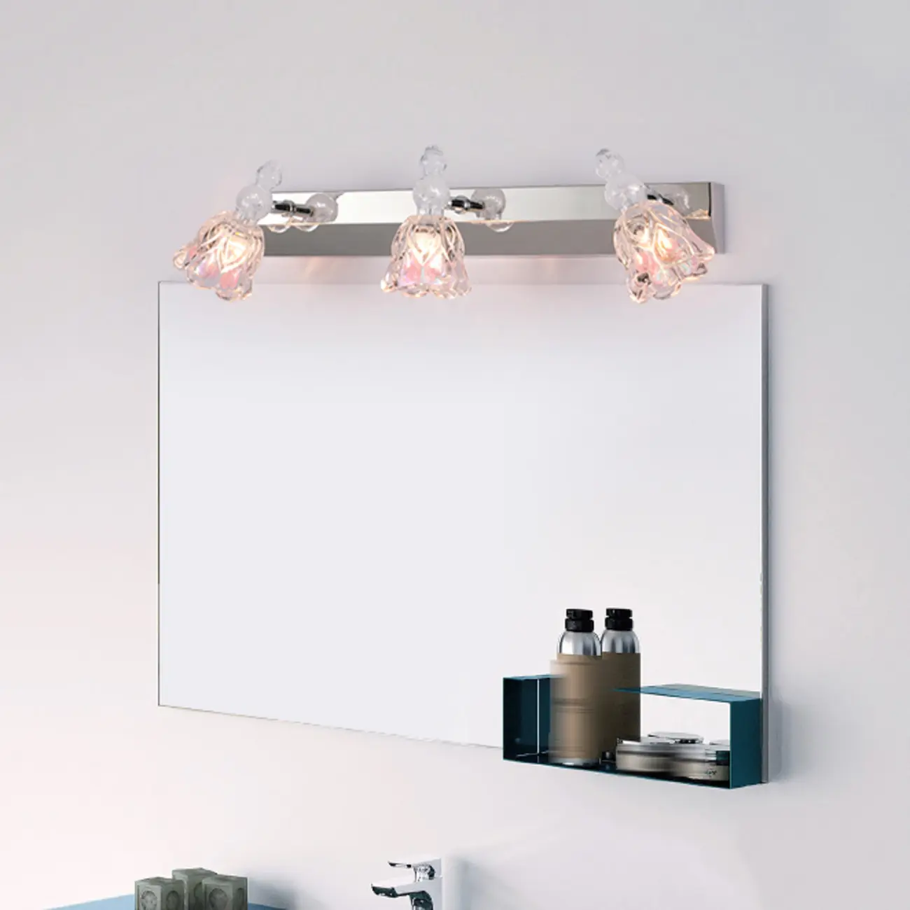 Glam Dome Vanity Light with Stainless Glass Shades Image - 18 | homeyfad