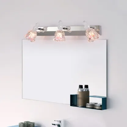 Glam Dome Vanity Light with Stainless Glass Shades Image - 18