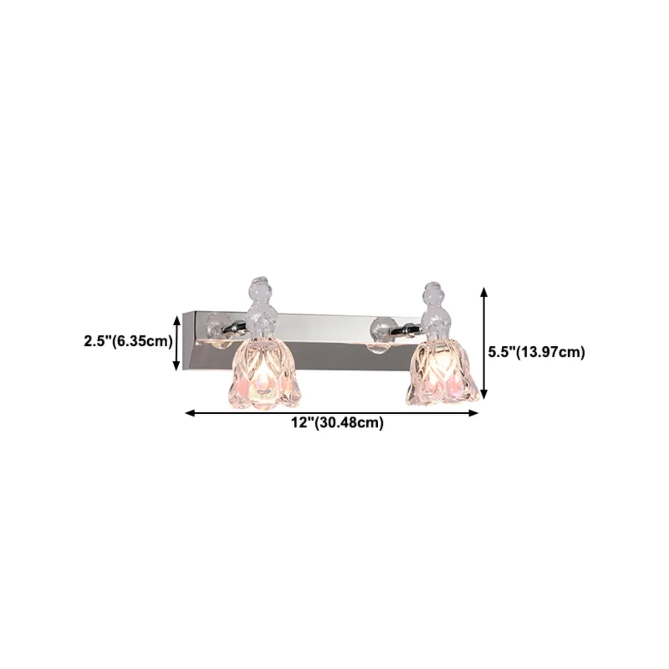 Glam Dome Vanity Light with Stainless Glass Shades #size