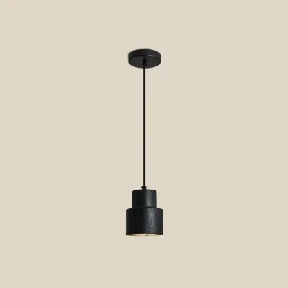 Stylish Cylinder Stone Wood Kitchen Pendant Light Image - 6