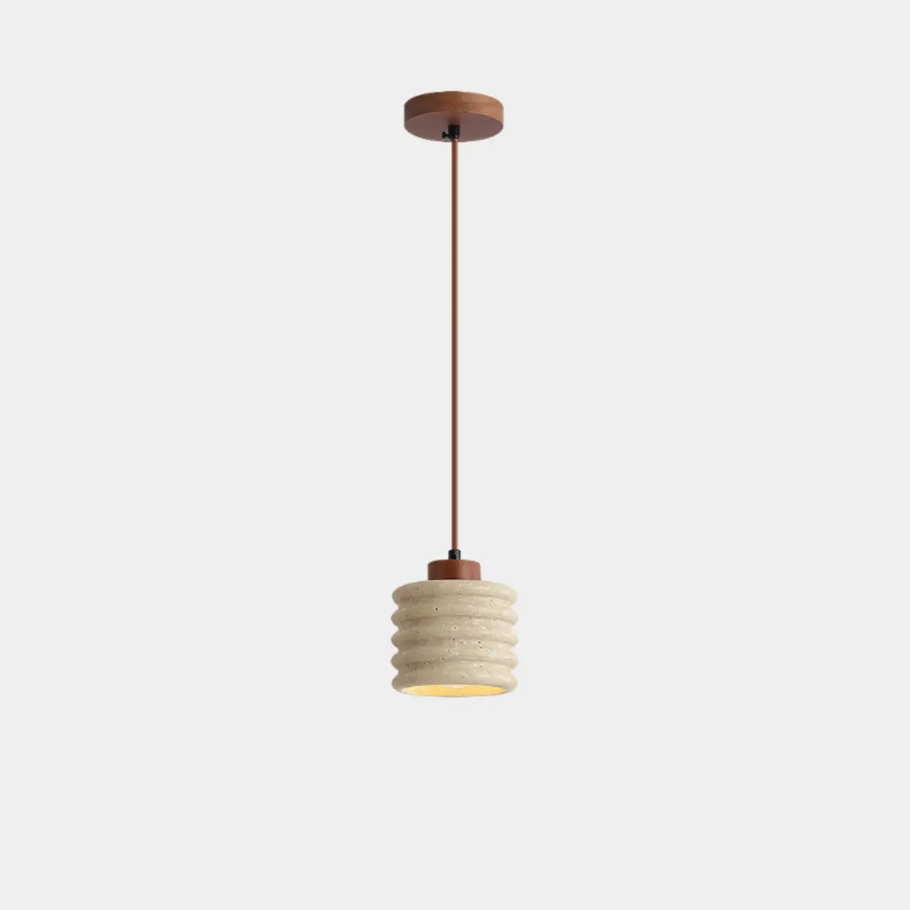 Stylish Cylinder Stone Wood Kitchen Pendant Light Image - 10