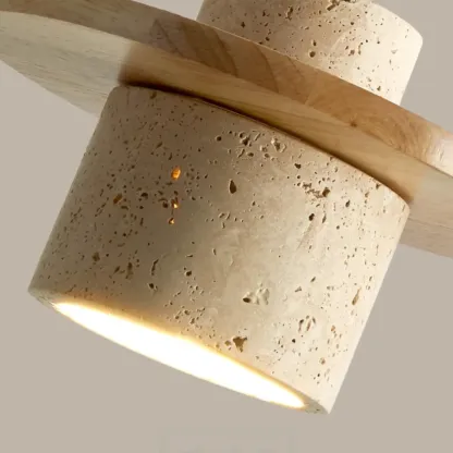 Stylish Cylinder Stone Wood Kitchen Pendant Light Image - 12