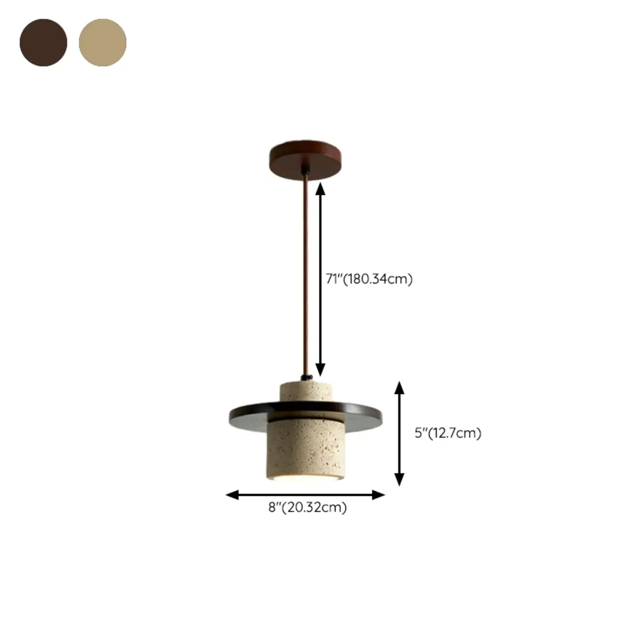 Stylish Cylinder Stone Wood Kitchen Pendant Light Image - 15