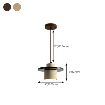 Stylish Cylinder Stone Wood Kitchen Pendant Light Image - 15