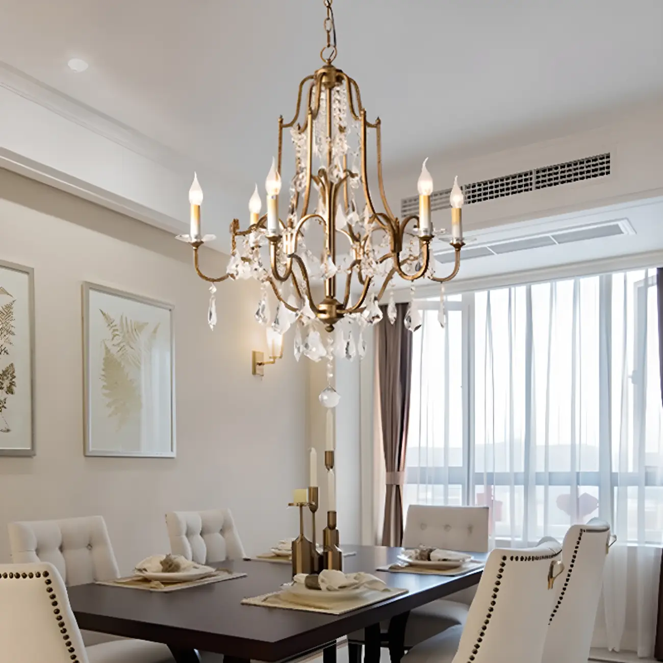 Traditional Gold Vintage Candelabra Chandelier with Crystal Image - 1 | homeyfad