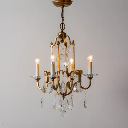 Traditional Gold Vintage Candelabra Chandelier with Crystal Image - 3