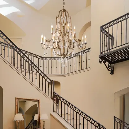 Traditional Gold Vintage Candelabra Chandelier with Crystal Image - 2