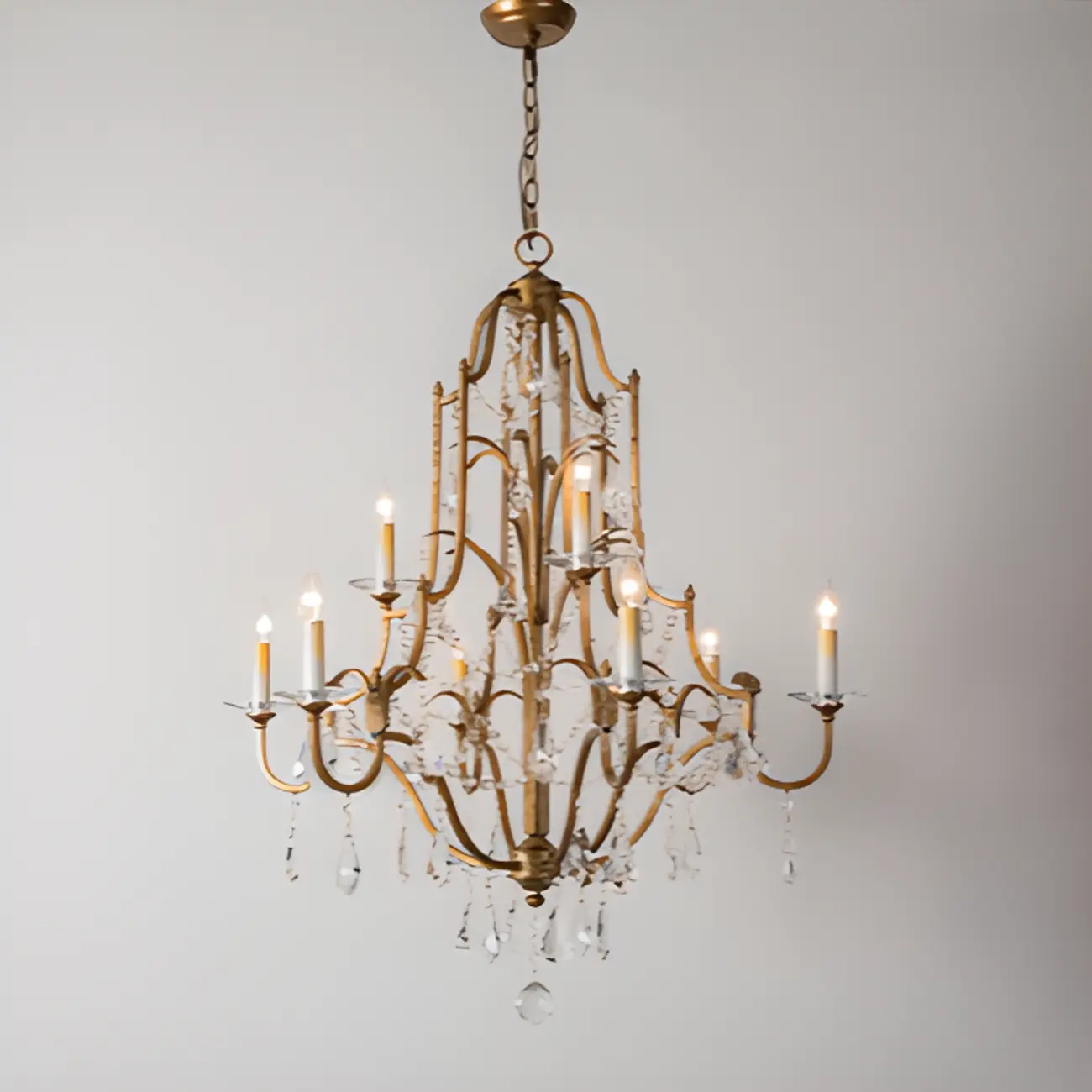 Traditional Gold Vintage Candelabra Chandelier with Crystal Image - 4 | homeyfad