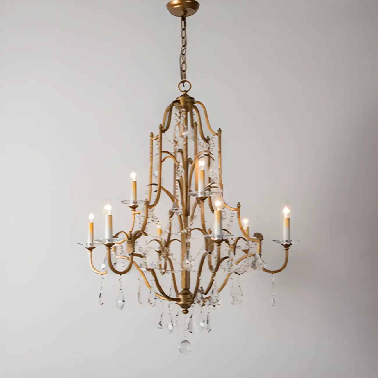 Traditional Gold Vintage Candelabra Chandelier with Crystal Image - 4
