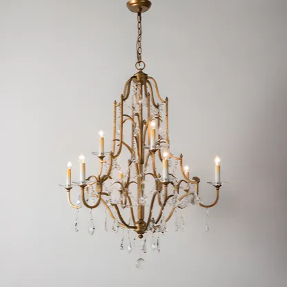 Traditional Gold Vintage Candelabra Chandelier with Crystal Image - 4
