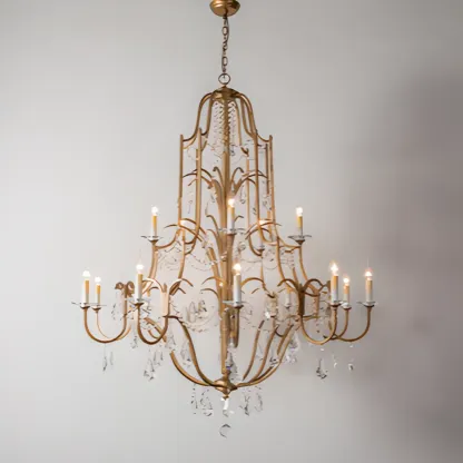 Traditional Gold Vintage Candelabra Chandelier with Crystal Image - 5
