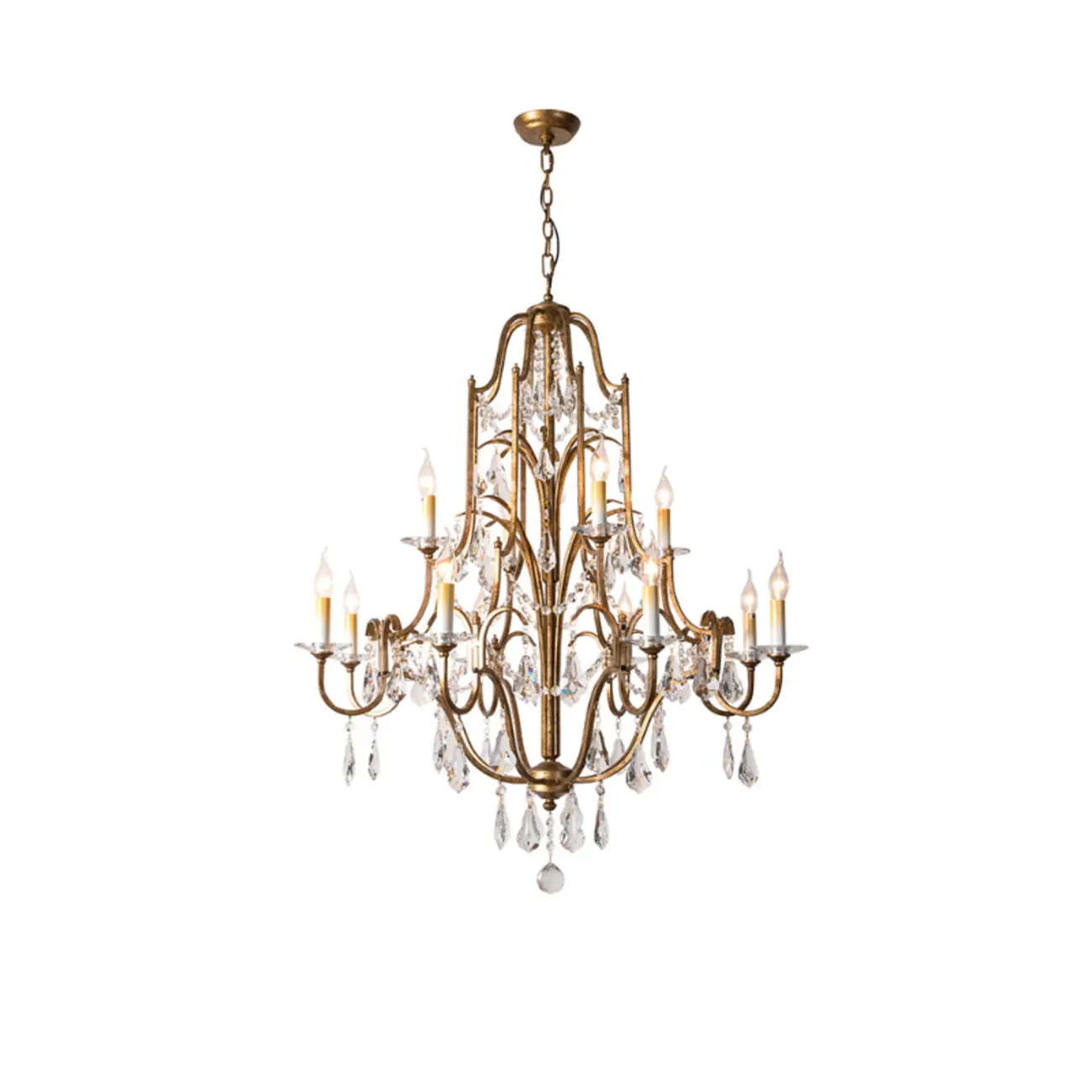 Traditional Gold Vintage Candelabra Chandelier with Crystal Image - 8 | homeyfad