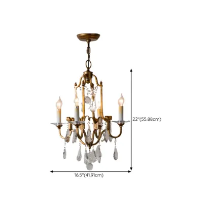 Traditional Gold Vintage Candelabra Chandelier with Crystal #size